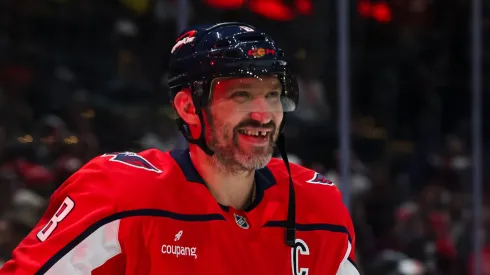 Alex Ovechkin at Capital One Arena on October 31, 2025 in Washington, DC.
