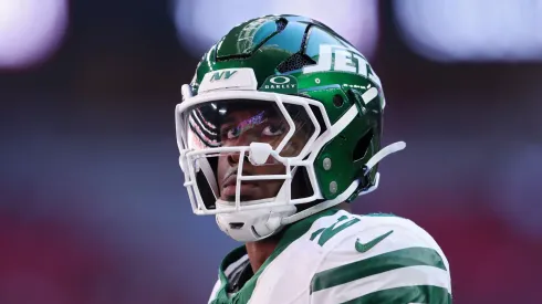 Breece Hall during a Jets game.