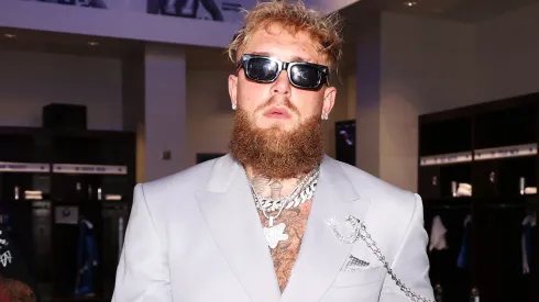 Jake Paul prepares in the locker room.