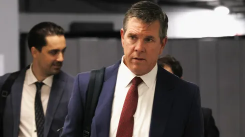 Head coach Mike Sullivan of the New York Rangers arrives for the game.