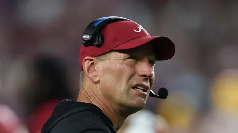 Kalen Deboer at Bryant-Denny Stadium on November 08, 2025 in Tuscaloosa, Alabama.