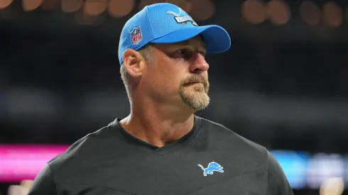 Dan Campbell of the Detroit Lions looks on at Ford Field on September 11, 2022 in Detroit.