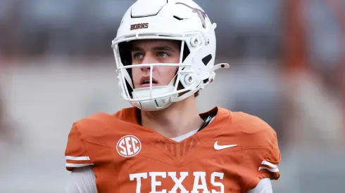 Arch Manning at Darrell K Royal-Texas Memorial Stadium on November 01, 2025 in Austin, Texas.