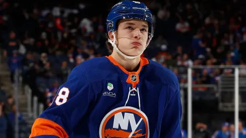 Matthew Schaefer #48 of the New York Islanders in action.