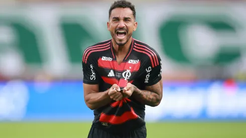 Danilo celebrates after scoring against Palmeiras.
