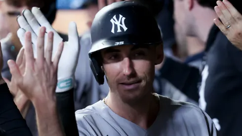 Cody Bellinger #35 of the New York Yankees celebrates with temmates.