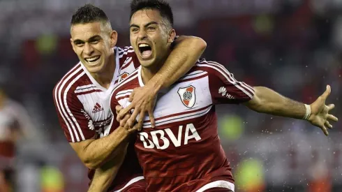 LO GRITA CON EL CORAZÓN. "Pity" Martínez celebra su gol en el Monumental con River.
