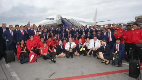 Foto del plantel luego de arribar en Moscú.
