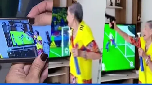 Foto de la abuela que celebró el gol de Yerry Mina.
