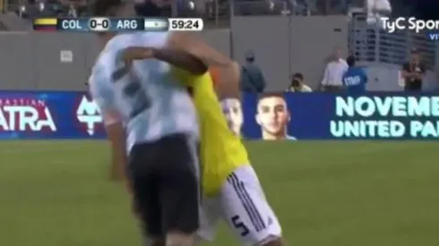 Duro cruce entre Tagliafico y Barrios.
