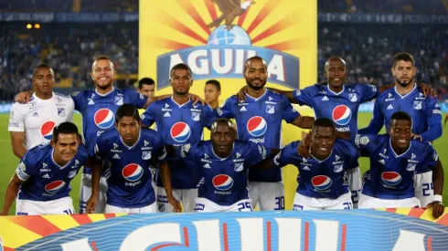 BOGOTA, COLOMBIA – APRIL 07: The players of Millonarios, pose for a photo, prior a  match between Millonarios and C?cuta as part of  Liga Aguila 2019 at Estadio Nemesio Camacho on April 07, 2019 in Bogota, Colombia. (Photo by Luis Ramirez/Vizzor Image/Getty Images)
