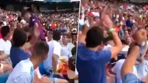 El mal momento que vivió un hincha del Barcelona en el Bernabéu.
