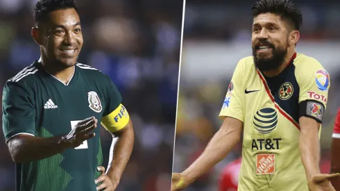 Foto de Oribe Peralta y Marco Fabian.
