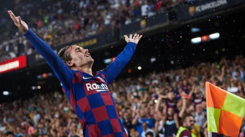 El festejo de Antoine Griezmann en el Camp Nou.
