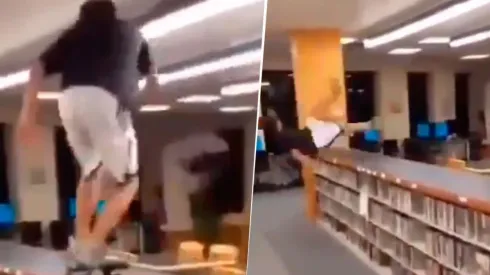 Video viral: nunca andes en skate en esta biblioteca diabólica