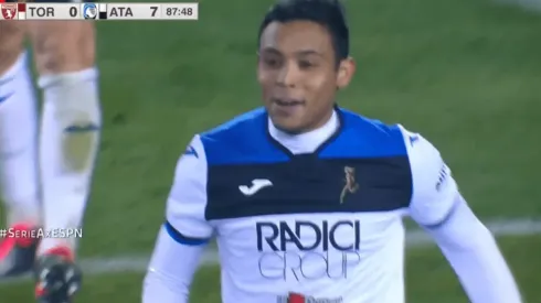 Luis Fernando Muriel festeja su doblete contra el Torino.
