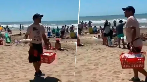 Lo filmaron en la playa vendiendo "la pastafrola del Pity Martínez"