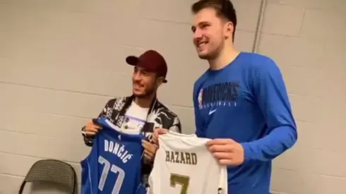 Luka Doncic se topó con Eden Hazard y lo hizo ver como un gnomo de jardín