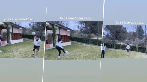 Estaban haciendo pases, Dybala la dejó corta y Oriana la tiró a lo del vecino