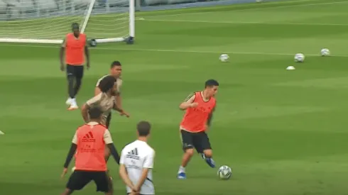 Paredes, tacos y buen pie: James se luce en entrenamiento del Real Madrid