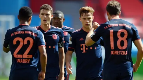 Foto de los jugadores de Bayern Munich celebrando un gol.
