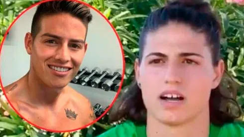 James Rodríguez y la portera del AS Roma femenino, Rachele Baldi.
