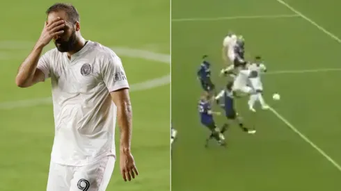 Gonzalo Higuaín erró un gol con Inter Miami (Getty Images y captura de pantalla)