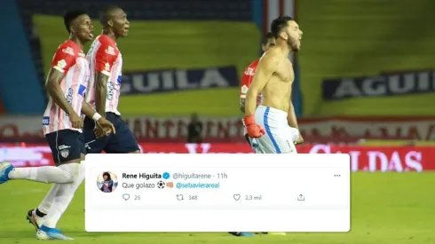 El mensaje de René Higuita en Twitter a Sebastián Viera por su golazo.
