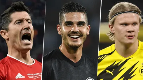 Robert Lewandowski, André Silva y Erling Haaland son los máximos anotadores de la Bundesliga en esta temporada (Fuente: Getty Images)
