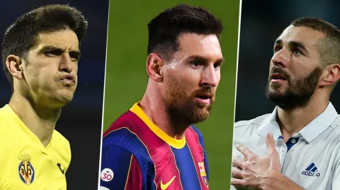 Gerard Moreno, Lionel Messi y Karim Benzema fueron los tres máximos artilleros de La Liga en esta campaña (Fuente: Getty Images)
