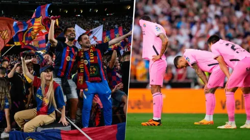 Los hinchas del Barcelona se burlaron del descenso del Espanyol. Getty Images.
