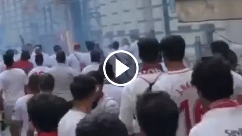 Disturbios en la previa de la final de la Europa League (captura video Alonso Rivero)
