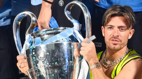 El delantero inglés fue uno de los protagonistas en la celebraciones del Manchester City.