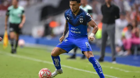 MONTERREY, MEXICO - JULY 09: Joao Rojas of Monterrey drives the ball during the 2nd round match between Monterrey and America as part of the Torneo Apertura 2022 Liga MX at BBVA Stadium on July 09, 2022 in Monterrey, Mexico. (Photo by Azael Rodriguez/Getty Images)