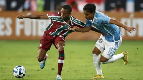 LIMA, PERU – APRIL 05: Keno of Fluminense fights for the ball with Jhilmar Lora of Sporting Cristal during a Copa CONMEBOL Libertadores 2023 group D match between Sporting Cristal and Fluminense at Estadio Nacional de Lima on April 05, 2023 in Lima, Peru. (Photo by Daniel Apuy/Getty Images)
