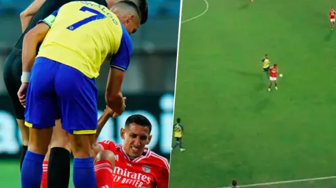 El 'Fideo' calentó a CR7, quien reaccionó con una fuerte falta.