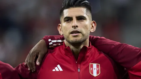 MADRID, SPAIN - MARCH 28: Carlos Zambrano of Peru looks on prior to the international friendly game between Morocco and Peru at Civitas Metropolitan Stadium on March 28, 2023 in Madrid, Spain. (Photo by Alex Caparros/Getty Images)