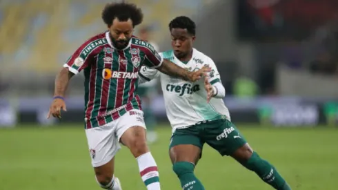 Marcelo le ganó el duelo a Endrick, la flamante adquisición del Real Madrid, en el partido que Fluminense y Palmeiras jugaron en el Maracaná. Getty Images.
