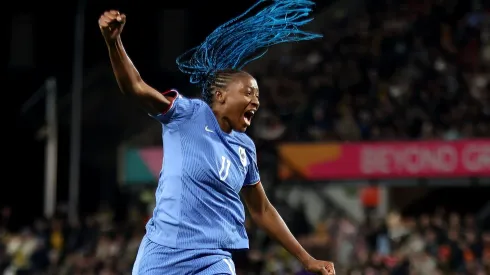 ADELAIDE, AUSTRALIA – AUGUST 08: Kadidiatou Diani of France celebrates after scoring her team's first goal  during the FIFA Women's World Cup Australia & New Zealand 2023 Round of 16 match between France and Morocco at Hindmarsh Stadium on August 08, 2023 in Adelaide / Tarntanya, Australia. (Photo by Cameron Spencer/Getty Images )
