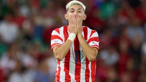 SEVILLE, SPAIN – SEPTEMBER 27: Julio Enci of Paraguay reacts during a friendly match between Paraguay and Morocco at Estadio Benito Villamarin on September 27, 2022 in Seville, Spain. (Photo by Fran Santiago/Getty Images)