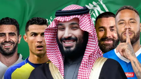 Mohamed Bin Salman y algunos de los principales fichajes de Arabia. 
