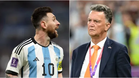 Lionel Messi y Louis van Gaal.

