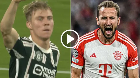 Primer gol de Hojlund con el Manchester United, pero Kane respondió para el Bayern