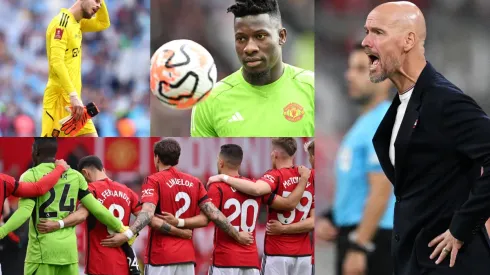 Erik Ten Hag, André Onana y David De Gea. 
