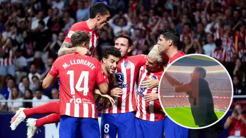 Celebración de Gianluca Simeone en el derbi 
