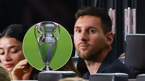 Trofeo de US Open Cup y Lionel Messi.
