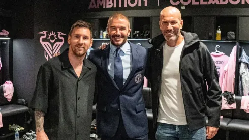 Zidane, Messi y Beckham, en una foto de buen fútbol.
