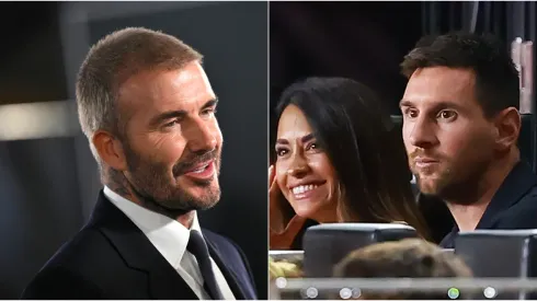 David Beckham, Antonela Rocuzzo y Lionel Messi.
