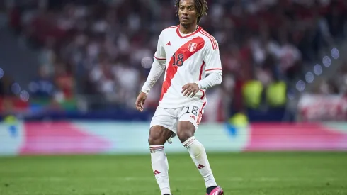 MADRID, SPAIN - MARCH 28: Andre Carrillo of Peru looks on during the international friendly game between Morocco and Peru at Civitas Metropolitan Stadium on March 28, 2023 in Madrid, Spain. (Photo by Alex Caparros/Getty Images)