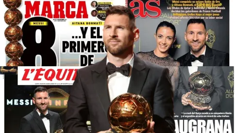 Lionel Messi y las portadas de los medios tras su octavo Balón de Oro.
